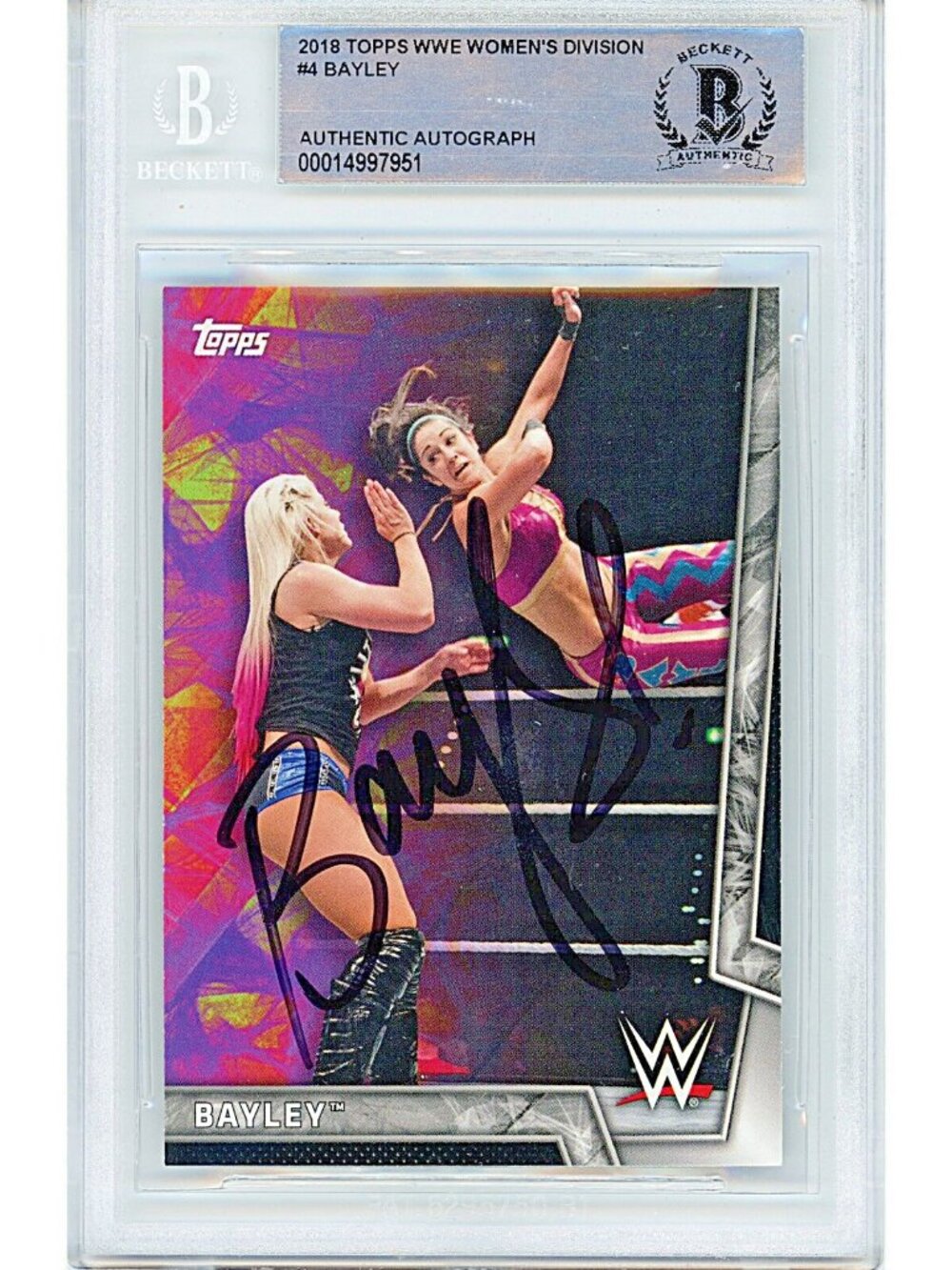 Bayley Signed 2018 Topps WWE Womens Division Wrestling Card Beckett Slabbed DIVA